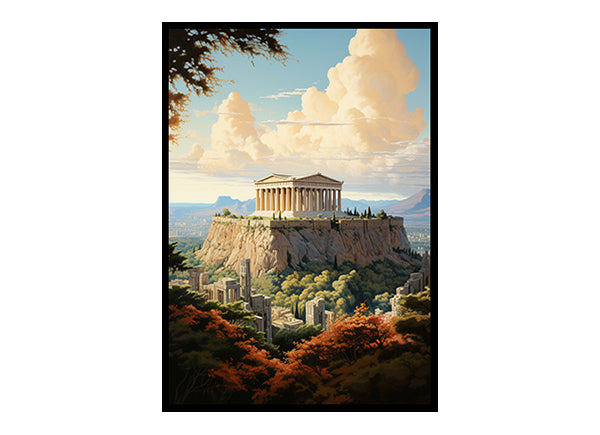 Digital Art Athens Parthenon City View Bliss Art Print Skyline Home Decor Poster Extravaganza
