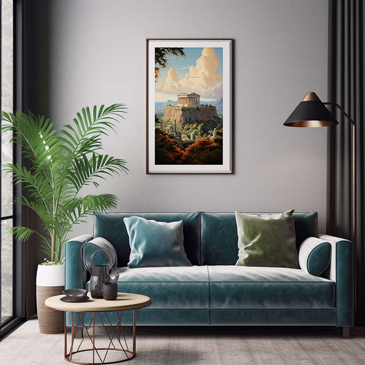 Digital Art Athens Parthenon City View Bliss Art Print Skyline Home Decor Poster Extravaganza