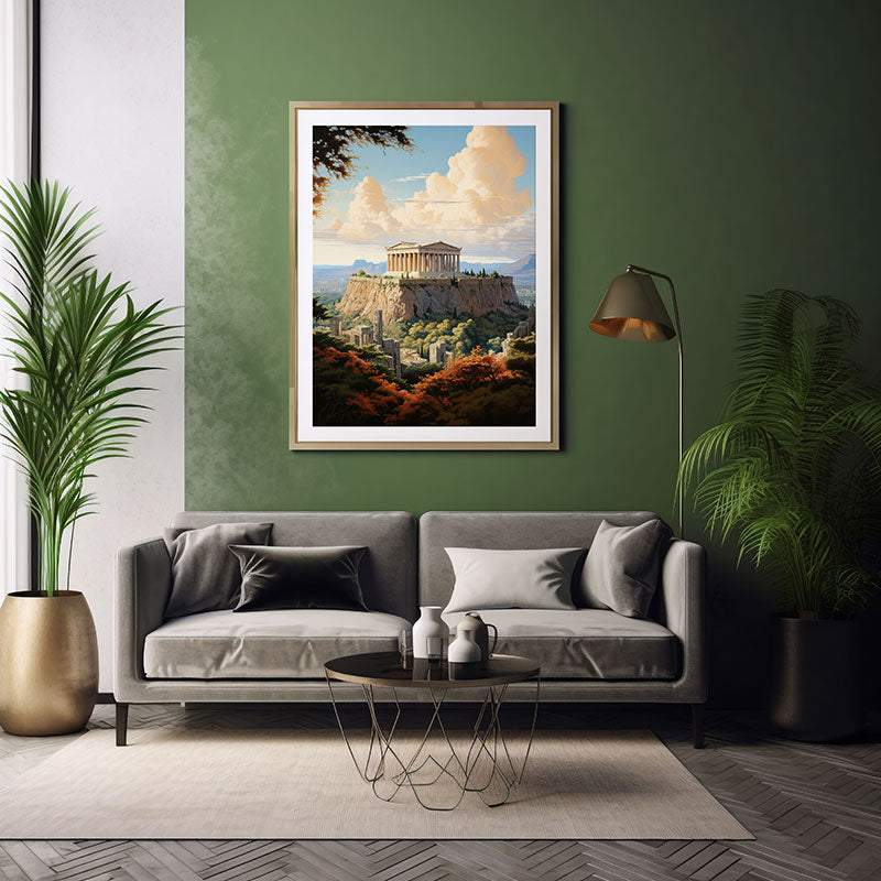Digital Art Athens Parthenon City View Bliss Art Print Skyline Home Decor Poster Extravaganza