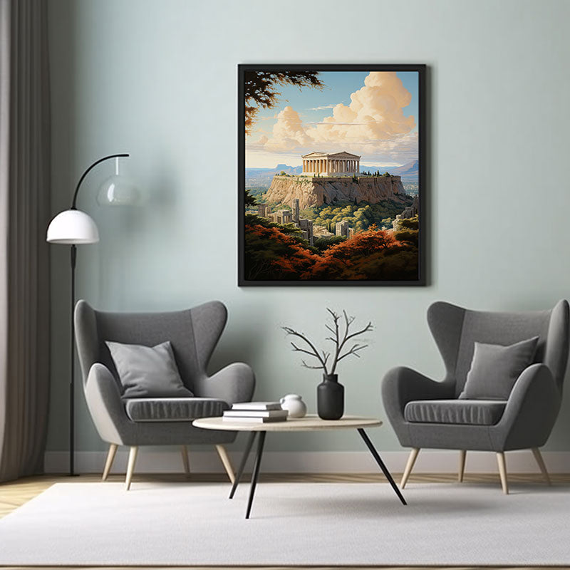 Digital Art Athens Parthenon City View Bliss Art Print Skyline Home Decor Poster Extravaganza