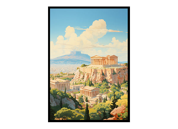 Cityscape Dreams Athens Parthenon Digital Art Home Decor Art Print Instant Poster Elegance