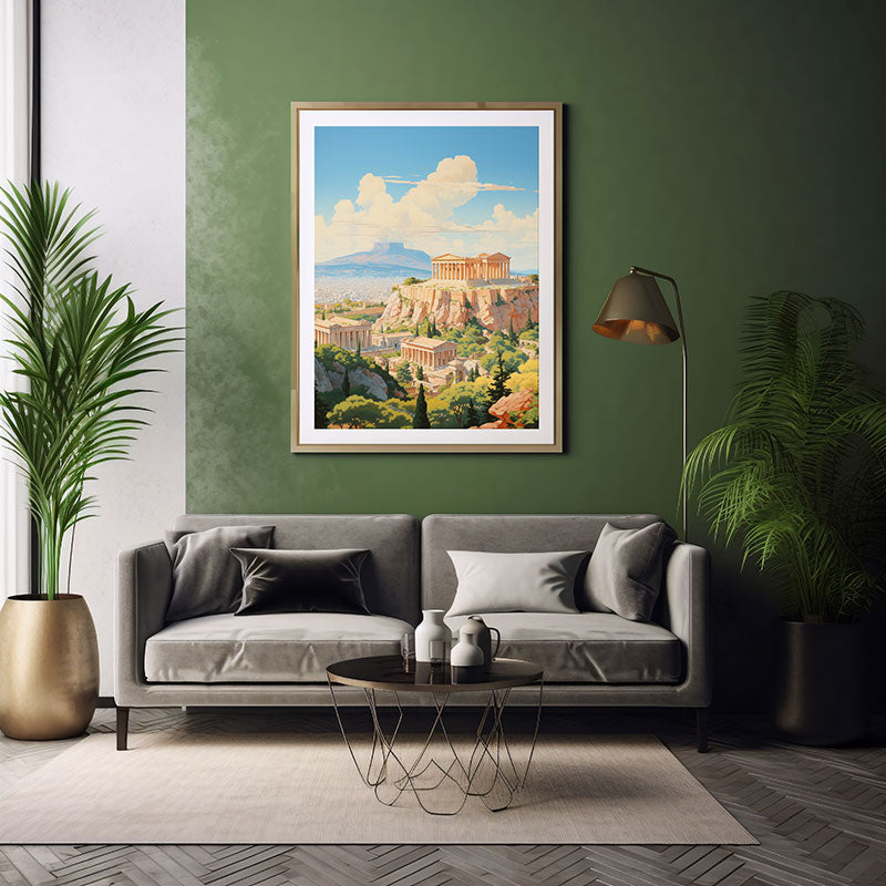 Cityscape Dreams Athens Parthenon Digital Art Home Decor Art Print Instant Poster Elegance