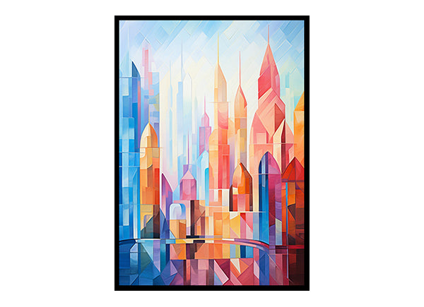 Dubai Skyline City Lights Digital Art Mesmerizing City View Home Decor Poster Print