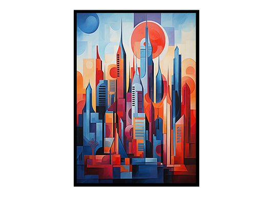 Abstract City View Dubai Skyline Digital Art  Now for Contemporary Home Decor Art Print Poster