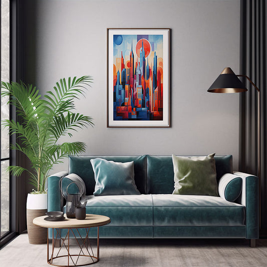 Abstract City View Dubai Skyline Digital Art  Now for Contemporary Home Decor Art Print Poster