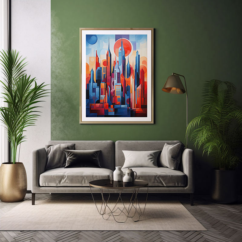 Abstract City View Dubai Skyline Digital Art  Now for Contemporary Home Decor Art Print Poster
