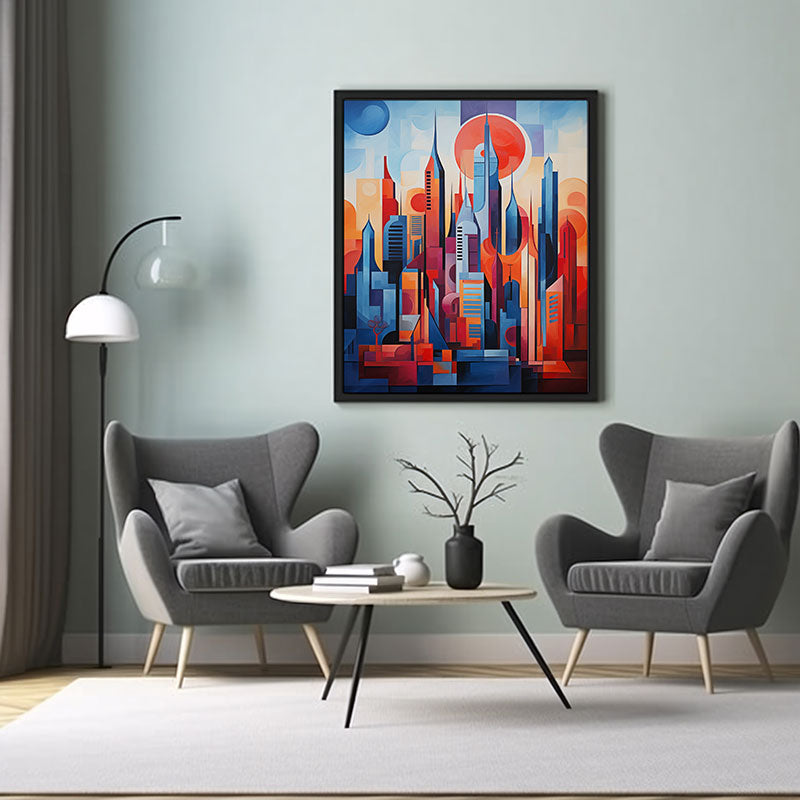 Abstract City View Dubai Skyline Digital Art  Now for Contemporary Home Decor Art Print Poster