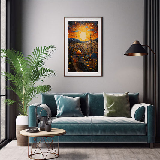 Dome of Rock, Juerusalem City View Digital Art Stylish Home Decor Poster Print Delight
