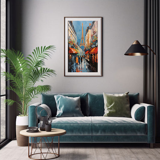 Paris Eiffel Tower City View Digital Art  Urban Escape Art Print for Home Decor Instant Poster Delight