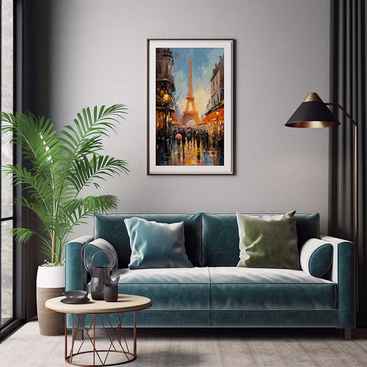 Dazzling Paris Eiffel Tower City View Digital Art Modern Skyline Art Print Home Decor Poster Bliss
