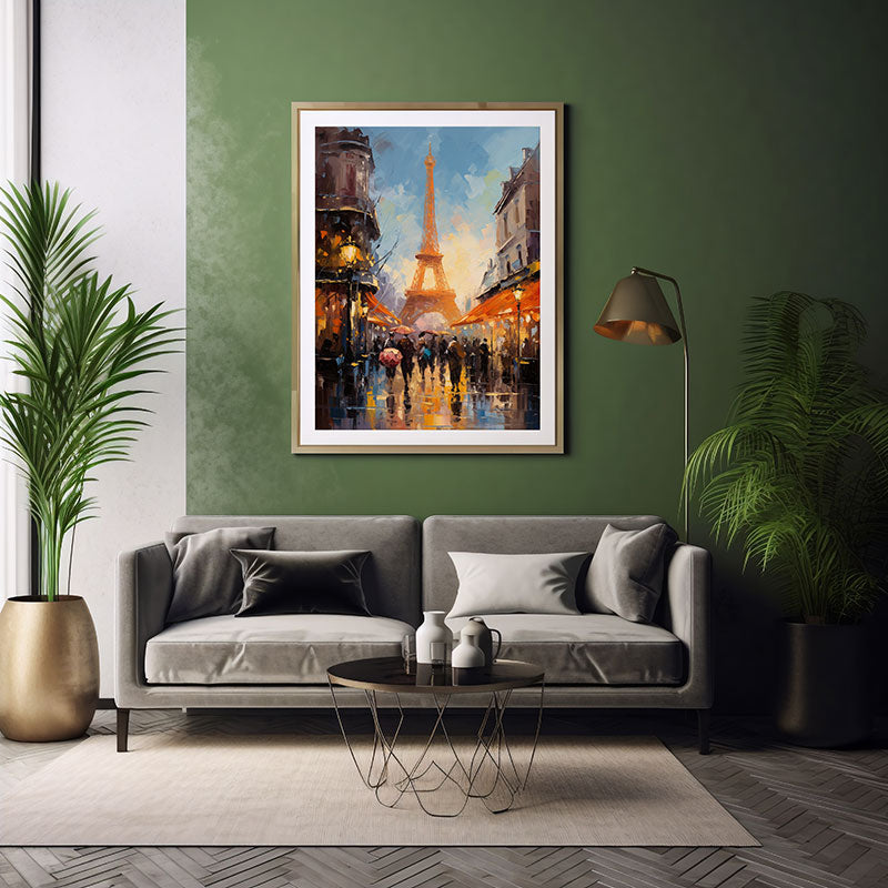 Dazzling Paris Eiffel Tower City View Digital Art Modern Skyline Art Print Home Decor Poster Bliss