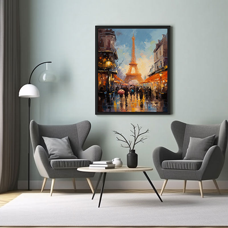 Dazzling Paris Eiffel Tower City View Digital Art Modern Skyline Art Print Home Decor Poster Bliss