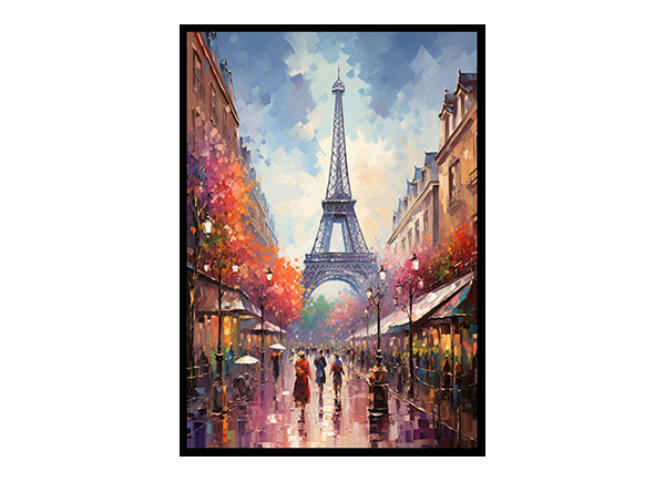 Explore the City View of Paris Eiffel Tower Vibrant Digital Art Stylish Home Decor Poster Print