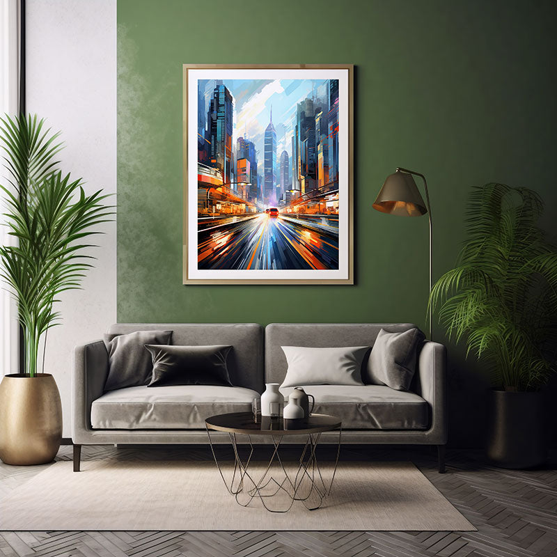 Hong Kong Skyline City View Vibes Spectacular Digital Art Contemporary Home Decor Poster Print