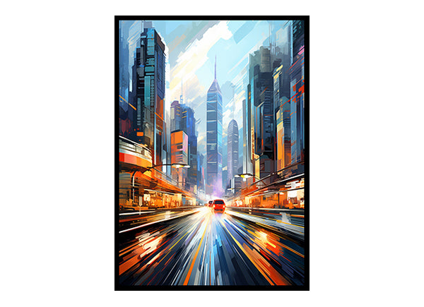 Hong Kong Skyline City View Vibes Spectacular Digital Art Contemporary Home Decor Poster Print