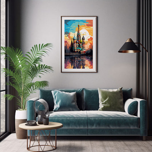 Moscow Urban Chic City View Digital Art Stylish Home Decor Poster Print Delight