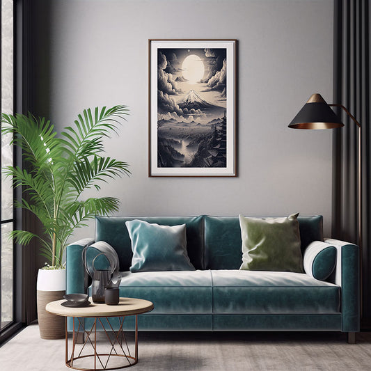 Tokyo skyline Mount Fuji City Lights Digital Art Mesmerizing City View Home Decor Poster Print