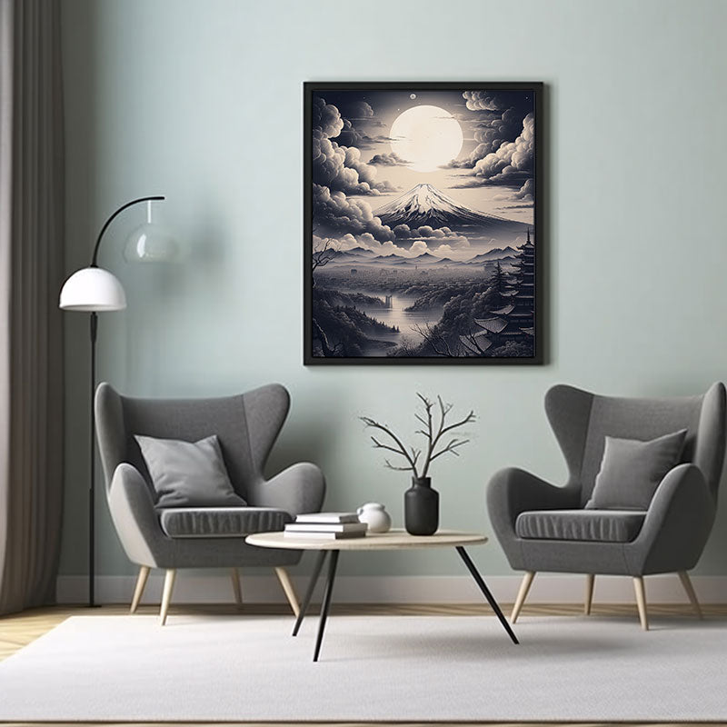 Tokyo skyline Mount Fuji City Lights Digital Art Mesmerizing City View Home Decor Poster Print