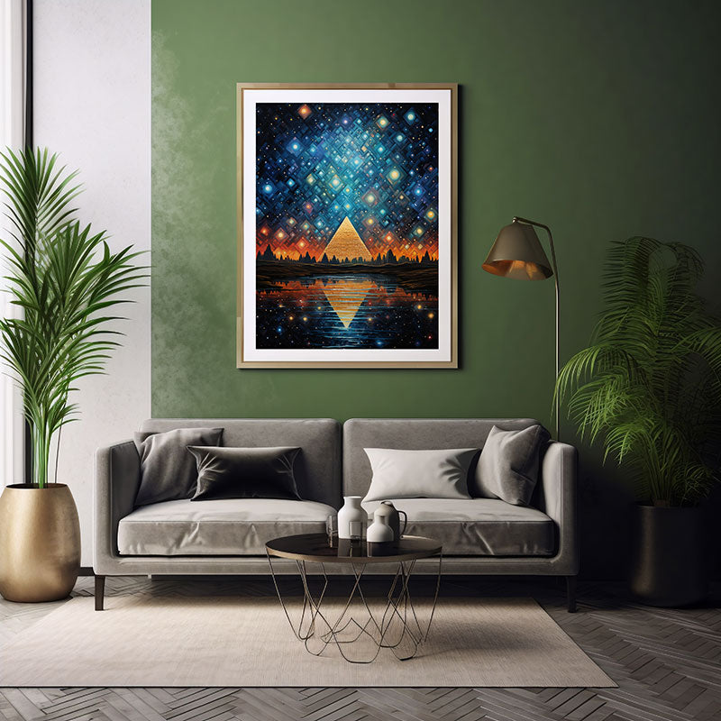 Dazzling Pyramids of Giza View Digital Art Modern Skyline Art Print Home Decor Poster Bliss