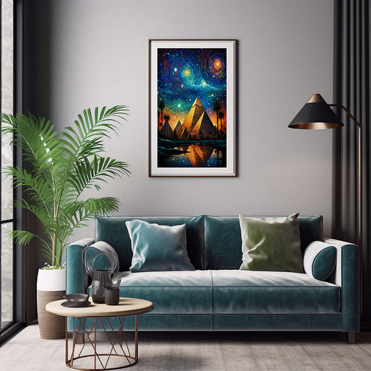 Pyramids of Giza Majesty Digital Art Urban Beauty Art Print Home Decor Poster Delight