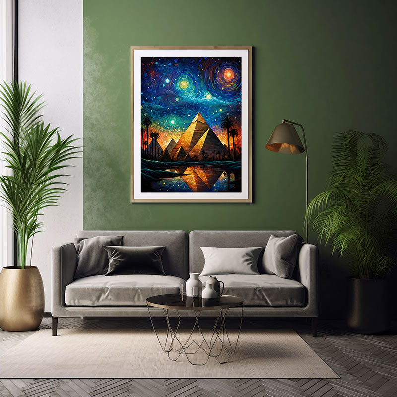 Pyramids of Giza Majesty Digital Art Urban Beauty Art Print Home Decor Poster Delight
