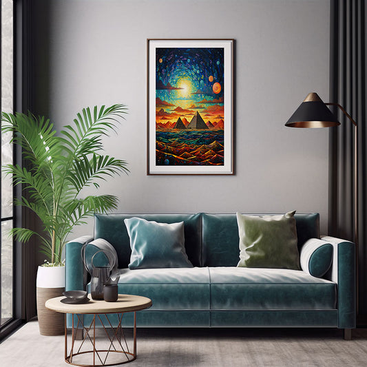 View Vibes Pyramids of Giza Spectacular Digital Art Contemporary Home Decor Poster Print