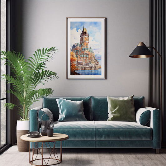 Digital Art City View Bliss Art Print Quebec City Château Frontenac Home Decor Poster Print