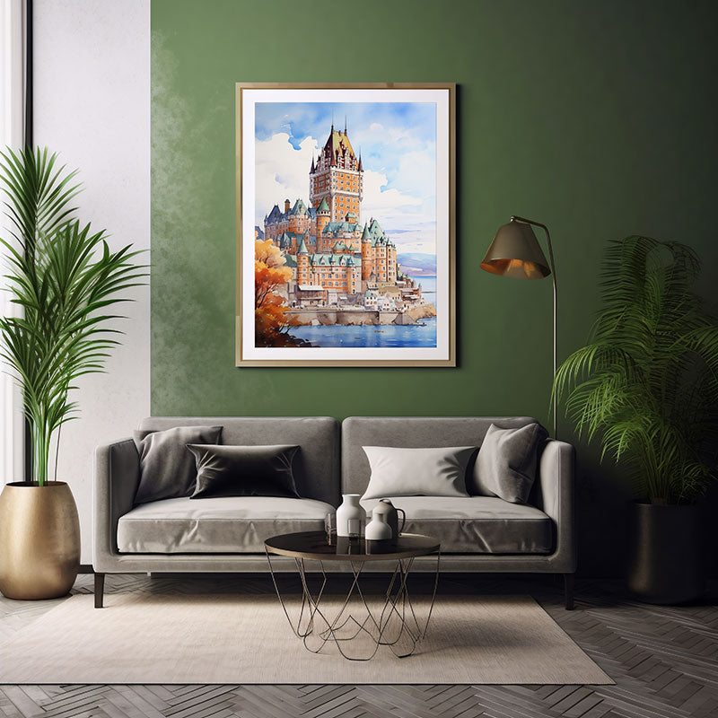 Digital Art City View Bliss Art Print Quebec City Château Frontenac Home Decor Poster Print