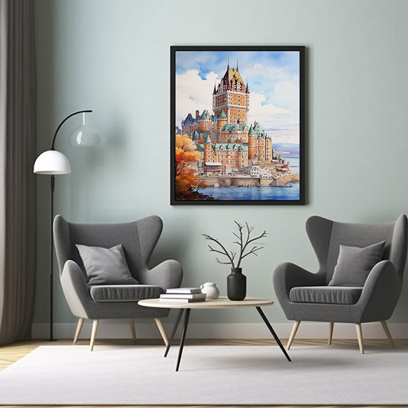 Digital Art City View Bliss Art Print Quebec City Château Frontenac Home Decor Poster Print