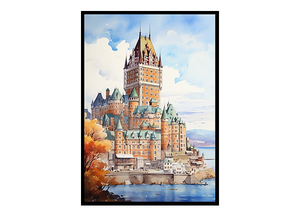 Digital Art City View Bliss Art Print Quebec City Château Frontenac Home Decor Poster Print