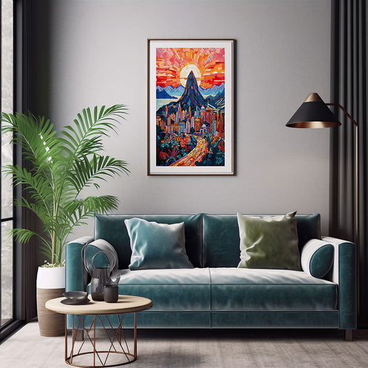 Modern Ceramic Mosaic Rio de Janeiro City View Digital Art  Now Home Decor Stunning Poster Print