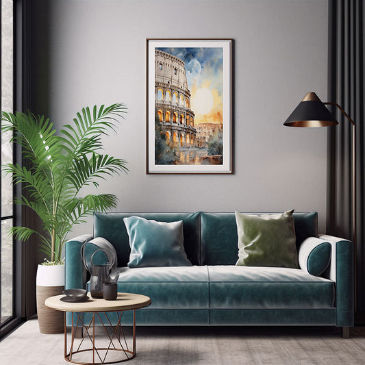 Roman Colosseum in Rome City View Digital Art, Contemporary Home Decor Art Print Poster