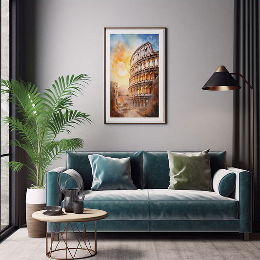 Rome City Skyline RomanColosseum Magic Digital Art Home Decor Poster Print