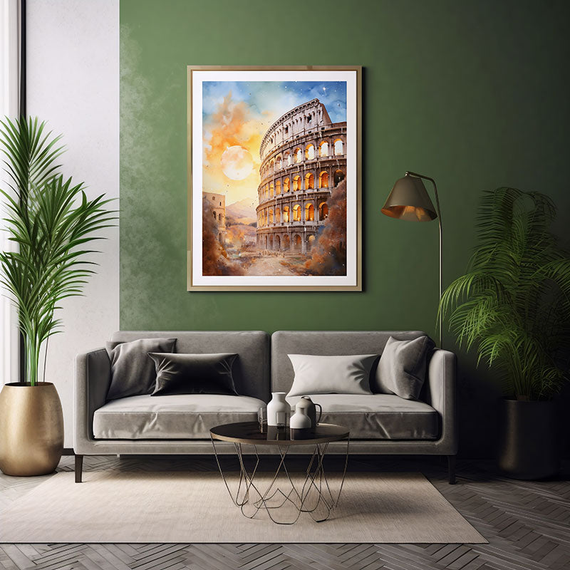 Rome City Skyline RomanColosseum Magic Digital Art Home Decor Poster Print