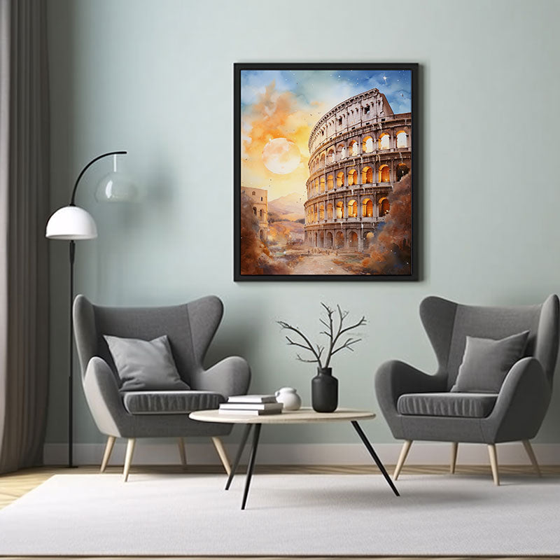 Rome City Skyline RomanColosseum Magic Digital Art Home Decor Poster Print