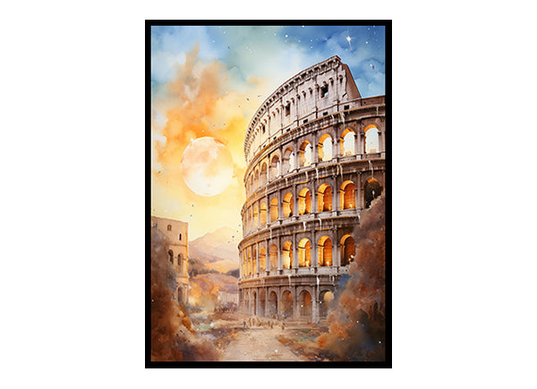 Rome City Skyline RomanColosseum Magic Digital Art Home Decor Poster Print
