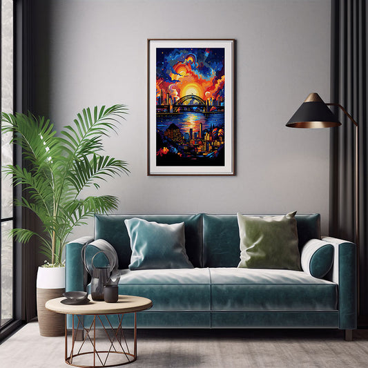Sydney with Opera House and Harbour Bridge City View Digital Art Instant for Chic Home Décor