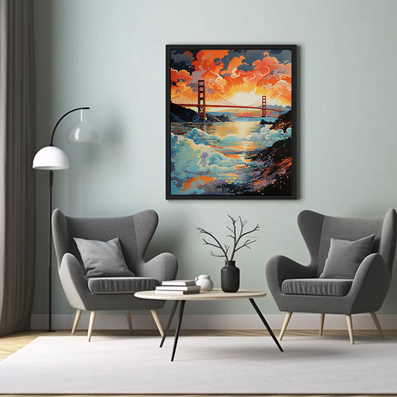 City View Vibes Spectacular Digital Art San Francisco,Golden Gate Bridge, Home Decor Poster Print