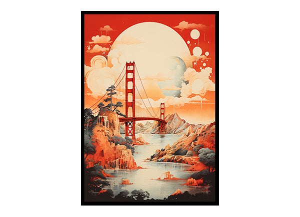 Digital Art San Francisco,Golden Gate Bridge, City View Bliss Art Print Skyline Home Decor Poster