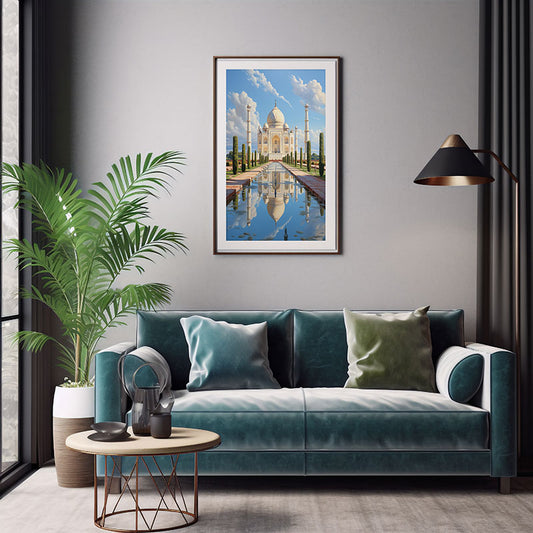 City View India Taj Mahal Splendor Digital Art for Trendy Home Decor Art Print Poster