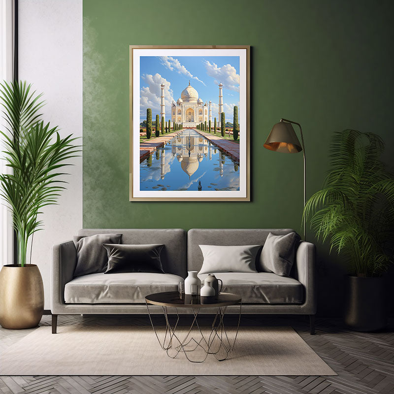 City View India Taj Mahal Splendor Digital Art for Trendy Home Decor Art Print Poster