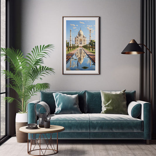 City Lights Digital Art Mesmerizing India Taj Mahal City View Home Decor Poster Print