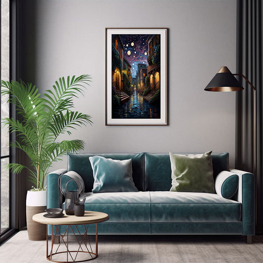 Venice canals City Skyline Magic Digital Art Instant Urban Home Decor Poster Print