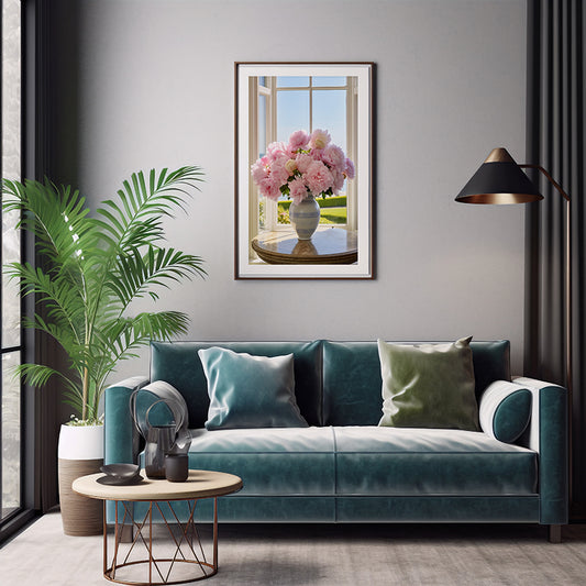 Vase of Peony Art, Peony Flowers, Flower Wall Art Decor Print