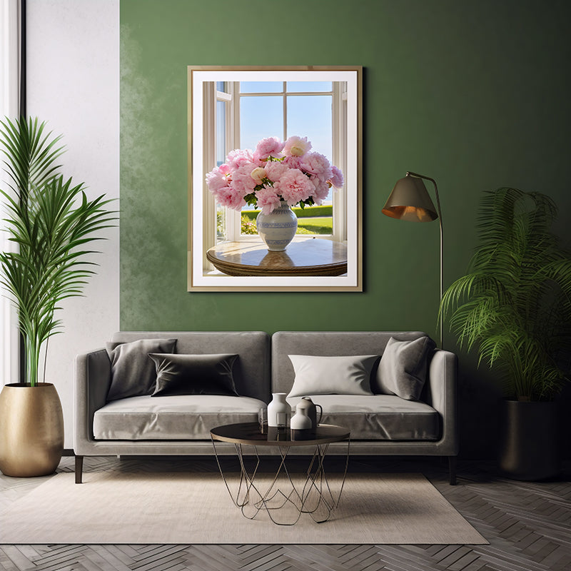 Vase of Peony Art, Peony Flowers, Flower Wall Art Decor Print