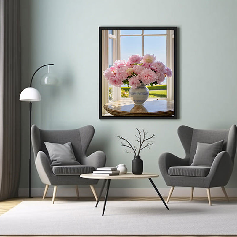 Vase of Peony Art, Peony Flowers, Flower Wall Art Decor Print