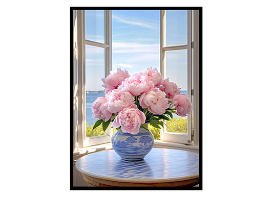 Vase of Peony Flower Art Prints, Flower Wall Art Decor Print