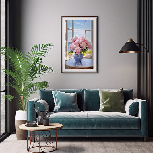 Vase of Peony Flower Art Prints, Flower Wall Art Decor Print