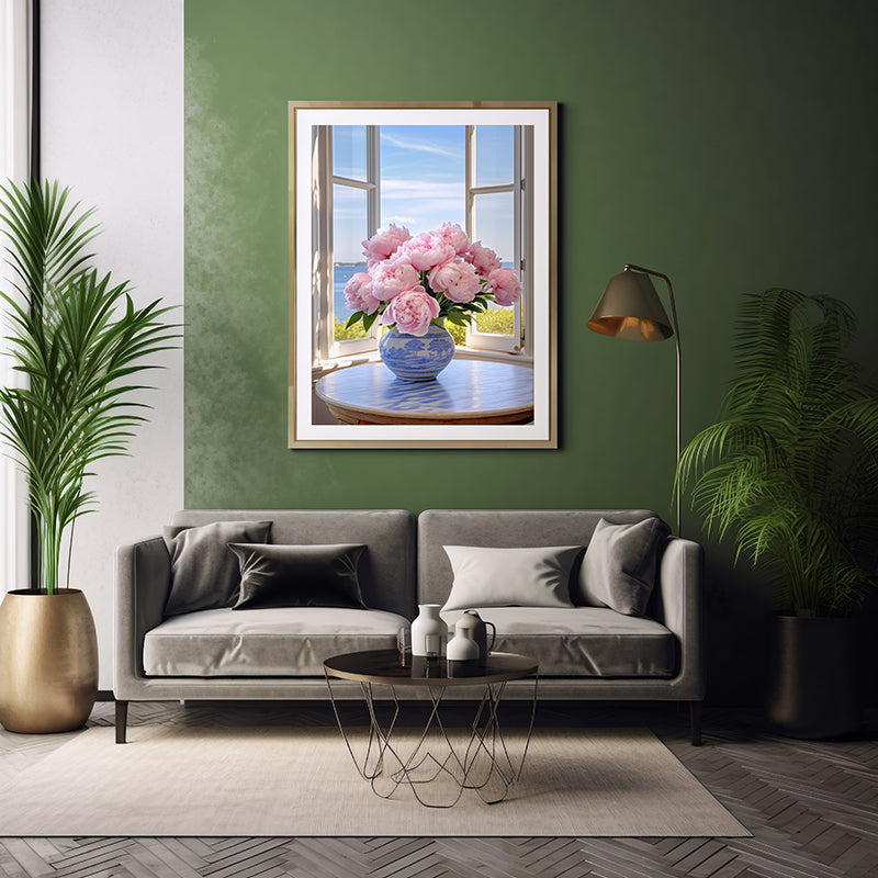 Vase of Peony Flower Art Prints, Flower Wall Art Decor Print