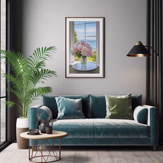 Peony Elegance Floral Posters Vased Peonies, Flower Wall Art Decor Print